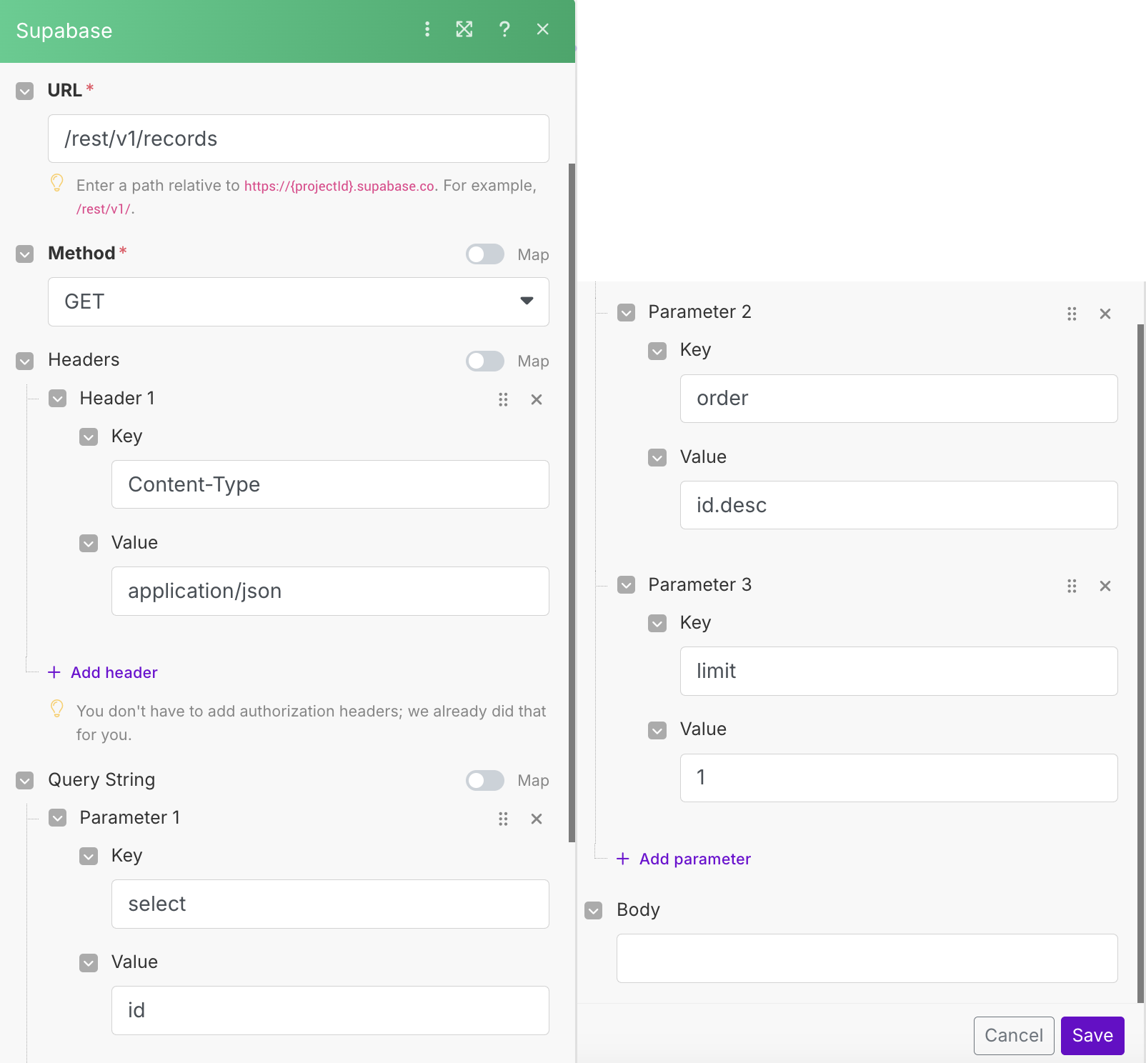 Make.com: find max id from Supabase table